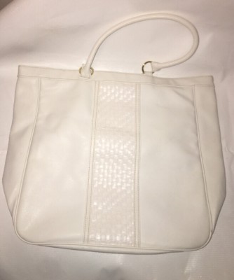 ESTEE LAUDER faux white leather large purse handbag Tote