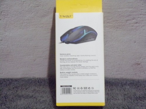 T-Wolf V1 Colorful Light Business Office Wired Mouse New in Box - Picture 2 of 2