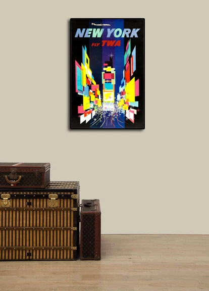 1960s New York Times Square TWA Vintage Style Travel Poster - 20x30 - Image 3 of 3