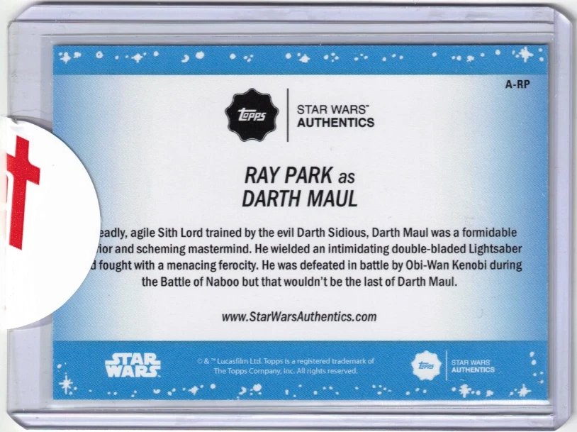 🔥 RAY PARK as DARTH MAUL 2019 Topps Star Wars Authentics Phantom Menace #/75 🔥 - Image 2 of 2