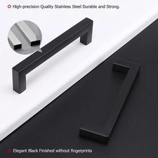 15 Pack Matte Black Cabinet Pulls 4-1/2 Inch Black Cabinet Pulls Stainless St...