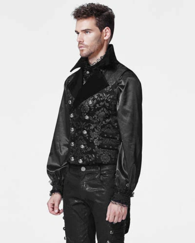 Punk Rave Mens Vest Waistcoat Tailcoat Black Velvet Gothic Steampunk Victorian - Picture 17 of 21
