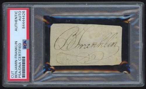 Benjamin Franklin signed Cut PSA DNA Slabbed USA Founding Father Auto Rare K30 - Picture 3 of 5