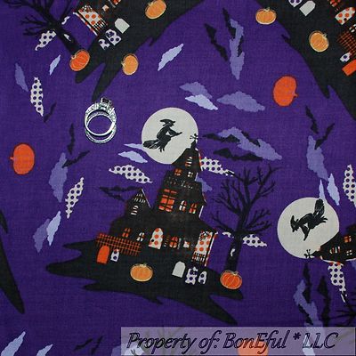 BonEful Fabric FQ Cotton Quilt Halloween Haunted House Town Village Scenic City BonEful Fabric FQ Cotton Quilt Halloween Haunted House Town Village Scenic City