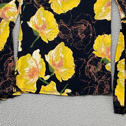 Free People Top Womens Medium Bell Sleeve 70s 80s Birds of Paradise Dark Floral - Picture 3 of 13