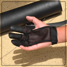 Hunting Gloves Leather Archery Gloves Black 3 Finger Tab Glove for Shooting