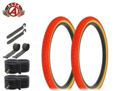 Alta PERFORMANCE BICYCLE 20" X 1.75" BMX TIRES RED/GUM COMP III TREAD 8PC SET.