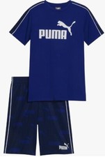 Youth Boys Puma 2 pc Short Set Logo Tee Athletic Bottoms Shirt Top