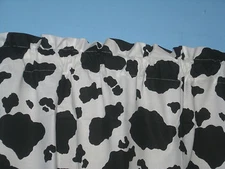 Handmade 100%  Cotton  14" x 42" Black white Cow Spot Window Curtain Valance