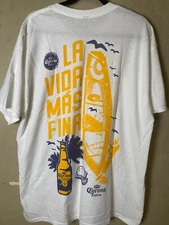 CORONA EXTRA Double Sided "La Vida Mas Fina" White Graphic Street Wear Tee-NWT
