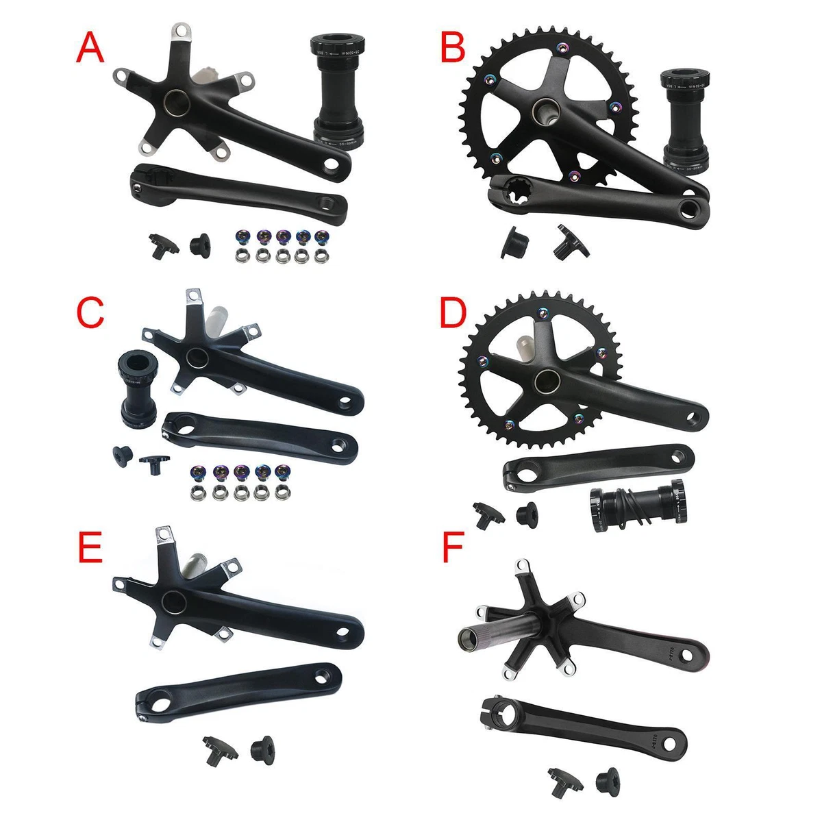 Road Crank Arm Bike Single Speed Crankset with Bottom Bracket eBay