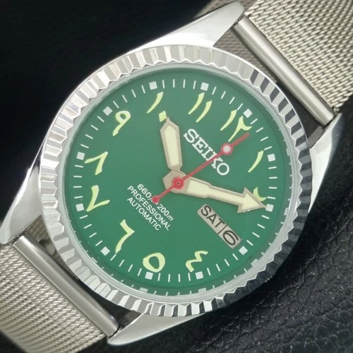 REFURBISHED SEIKO AUTOMATIC 6309A JAPAN MENS VINTAGE GREEN DIAL WATCH a442522-1
