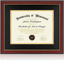 Elegant 14x17 Cherry Red Diploma Frame with Black Mat for Wall Display