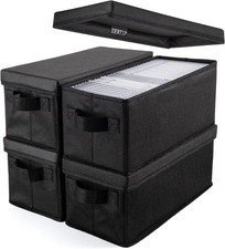 CD Storage Boxes - Pack of 4 CD Case Storage - 13.2" x 5.9" x 5.3", Container...