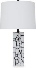 Signature Design by Ashley Macaria Modern Table Lamp with 3-Way Switch, White 