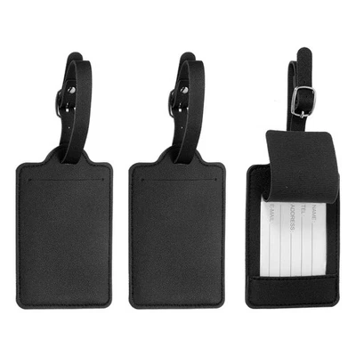 3 Étiquettes pour valise en PU noir pour voyage, pour identifier vos bagages - Photo 1/4