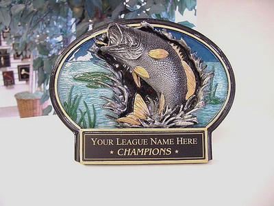 BASS FISHING PLAQUE TROPHY THREE DIMENSIONAL AWARD FREE ENGRAVING -M-BT790 #