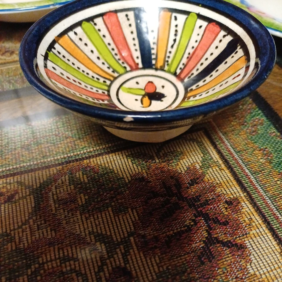 3x Vintage Safi Salah Moroccan Small Bowls. Hand Made And Decorated. - Image 4 of 4