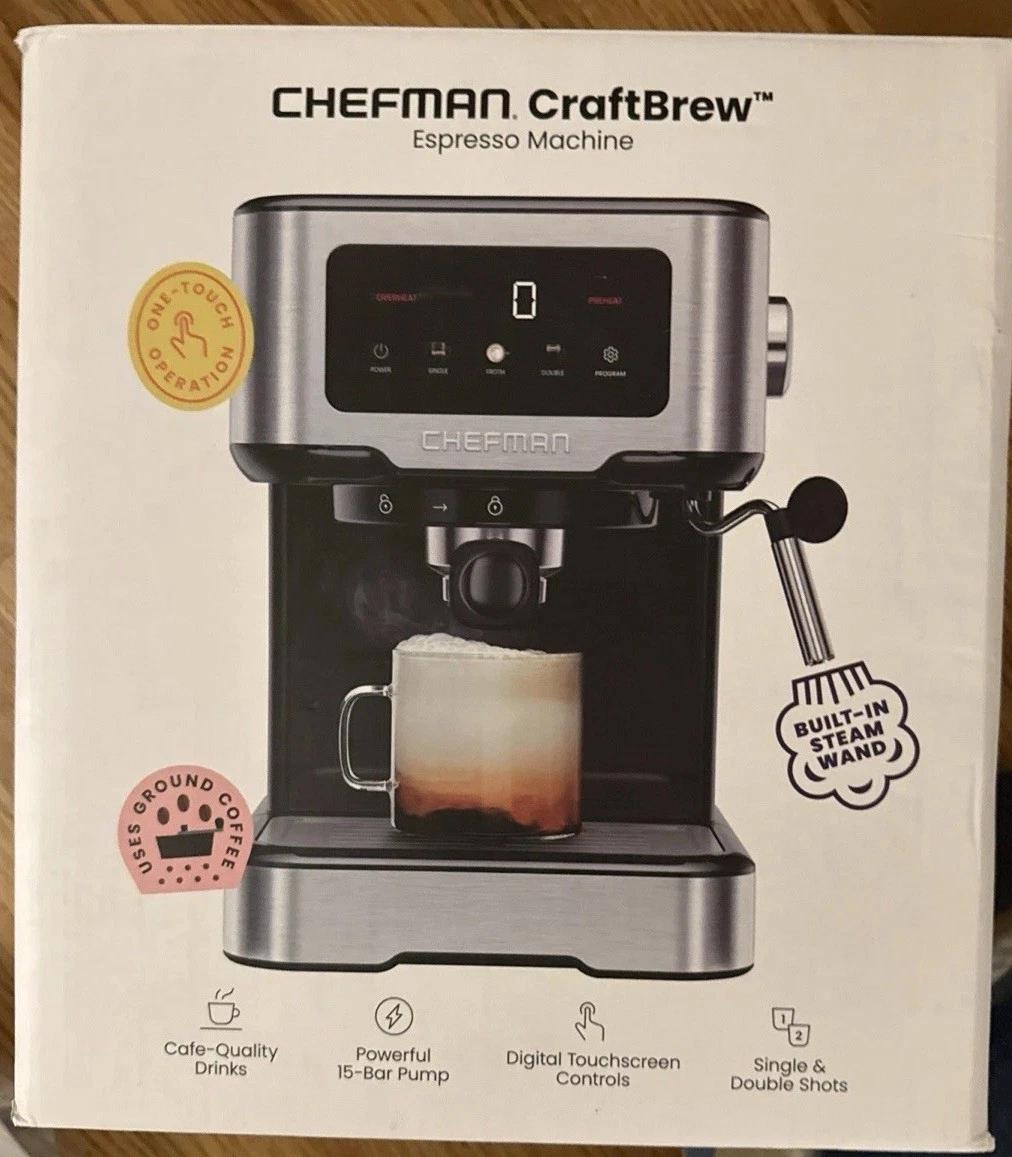 Chefman CraftBrew Espresso Machine 15-Bar Digital Steam Wand Digital NEW SEALED
Opens in a new windo