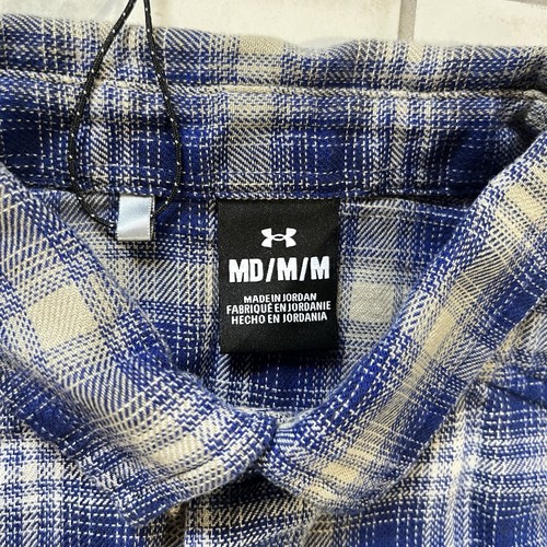 Lot 2 Under Armour Shirt Medium Red Blue Mens Button Up Flannel Cotton Outdoors - Picture 11 of 13