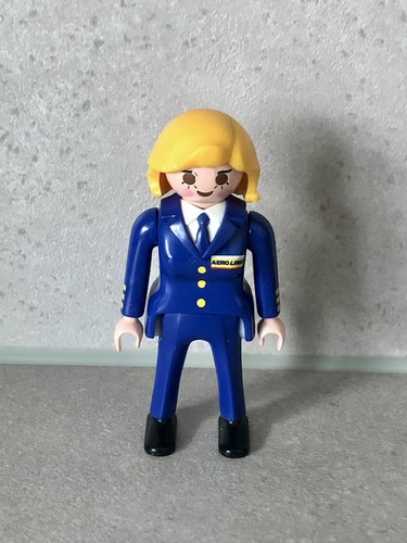 Figurine Playmobil Hôtesse De L'air / Copilote Femme - Pièce Détachée Occasion