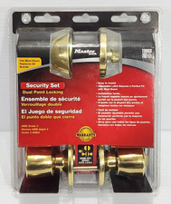 Master Lock Security Set Deadbolt Entry Door Knob Keyed Alike Polished Brass