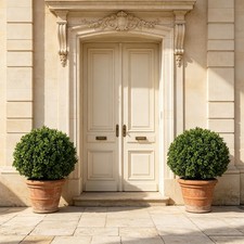 2 PCS Artificial Boxwood Topiary Ball Trees, 2-Piece Faux Boxwood Potted Plants