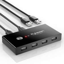 USB Switch Selector for 2 Computers, USB Switcher Sharing 4 USB 2.0 Devices P...