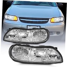 Headlight Assembly Compatible with 1997 1998 1997-2003 Chevy Malibu Chrome