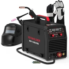 YESWELDER 165A 4-in-1 MIG Welder with Helmet, Gloves & Torch, 110V/220V