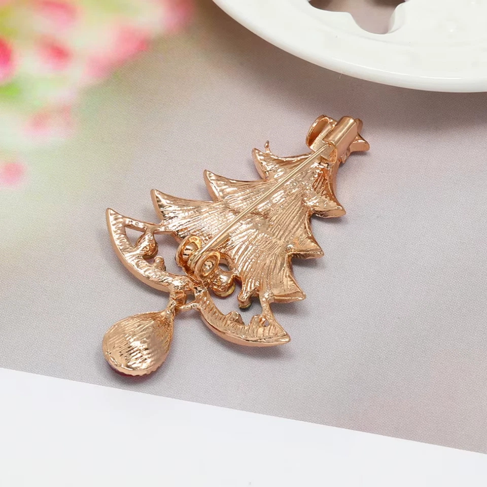 Рождественская елка брошь заколка — хрустальные стразы рождественский зимний праздничный подарок - Изображение 3 из 4