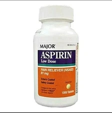 Major Low Dose Aspirin 81 mg EC Table 1000Count Baby Aspirin Generic Bayer 06/27