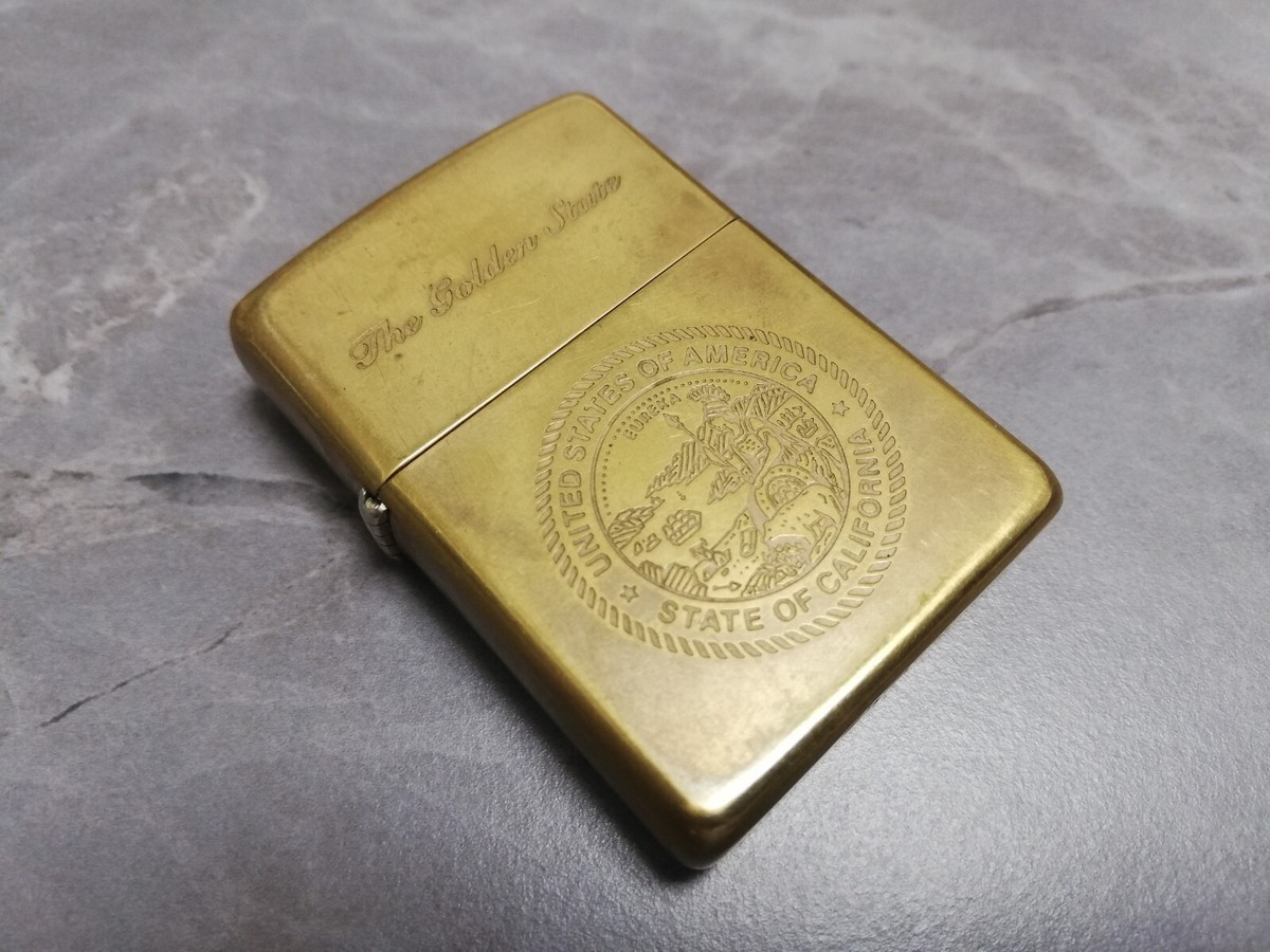 VTG VERY RARE 1996 BRASS ZIPPO USA THE GOLDEN STATE 