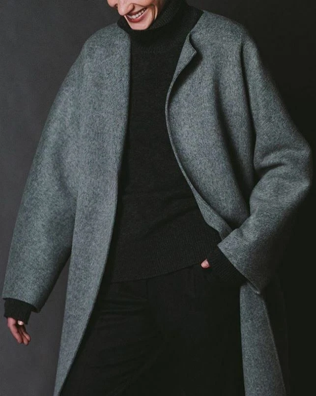 NWT Theory Rounded Wool Cashmere Coat Grey Melange Size M 825