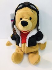 Disney Store Pilot Aviator Winnie The Pooh Mini Bean Bag 8" Plush Vintage