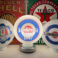 Lambretta Carnaby Street 1947 Mini Gas Pump Globe with Chrome LED Lamp Base