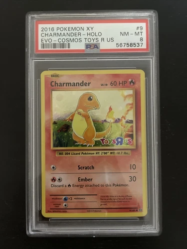 2016 XY Evolutions Charmander Toys R Us Cosmos 9/108 Pokemon Card PSA 8 NM-MT