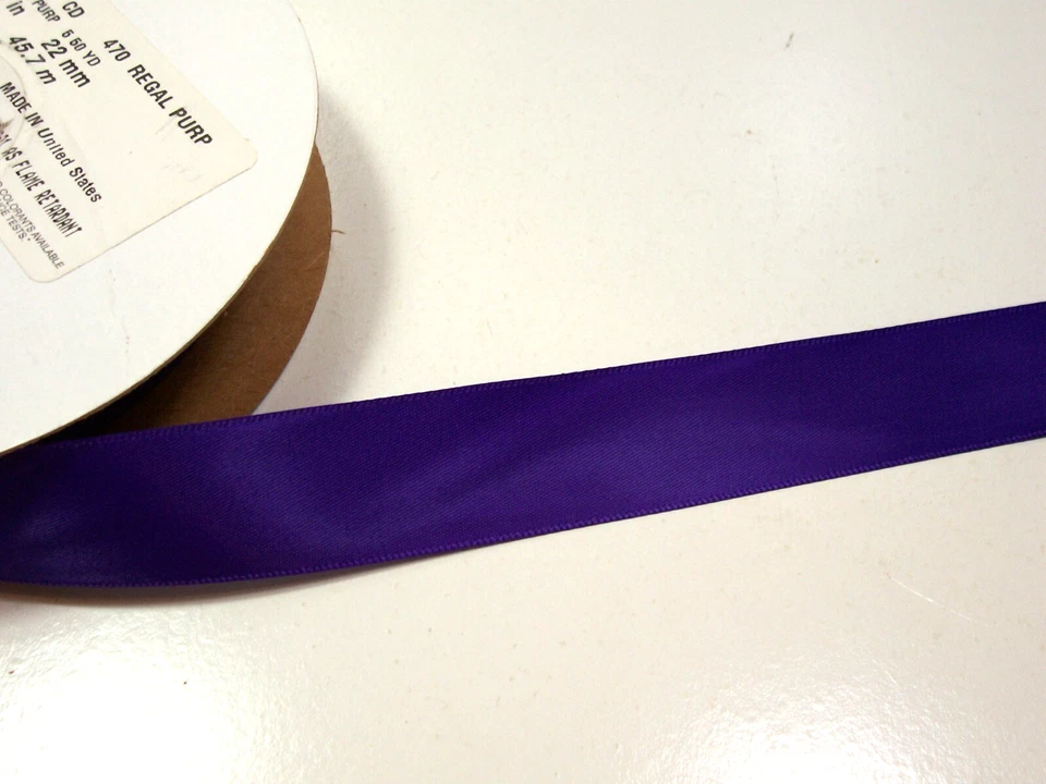 Regal Purple Double-Face Satin Ribbon 7/8" wide x 10 yards Offray Polyester B43 - Image 3 of 4