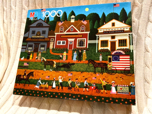 Milton Bradley Puzzle CHARLES WYSOCKIS AMERICANA 1000 Pc Puzzle 4th Of July - Picture 4 of 9