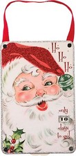 VINTAGE WOOD COUNTDOWN CALENDAR~Ho Ho Ho _ days to go~Christmas Santa Ornament
