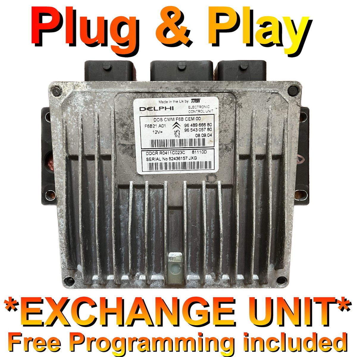 Peugeot ECU 9648966680 | R0411C023C | Plug+Play | Exchange Unit