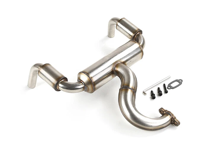 Stainless Steel Silent Double Exhaust Pipe for1/5 Rovan Rofun F5 RF5 Mcd Rr5 Xs5 - Image 2 of 4
