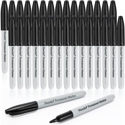 cecho Permanent Markers, Black Permanent Marker Pens, 30 Count Fine Point Basic