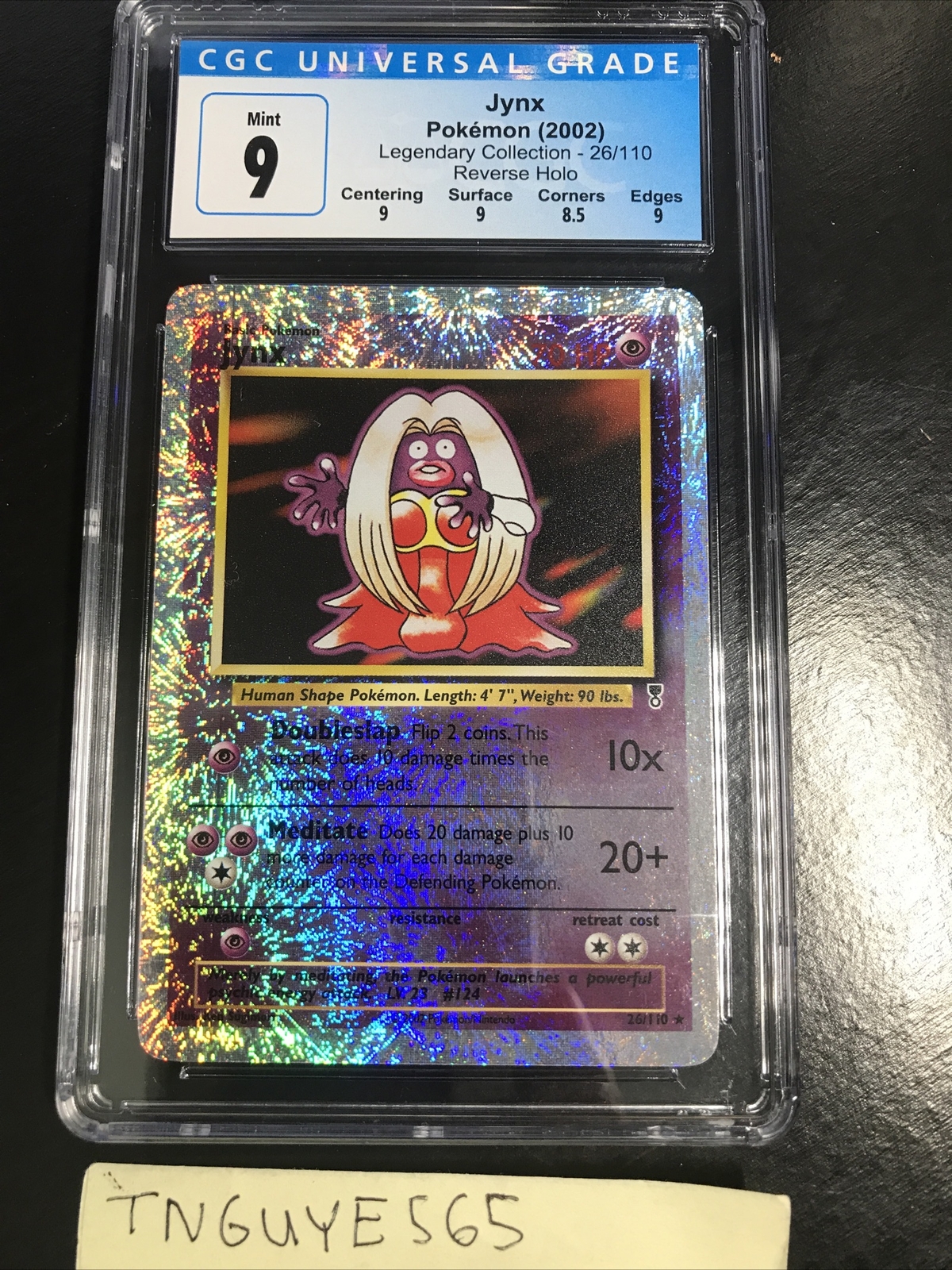 2002 POKEMON LEGENDARY COLLECTION JYNX #26 REVERSE HOLO CGC 9 MINT W/ Sub Grades