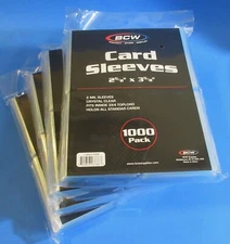 4000 BCW STANDARD CARD SLEEVES, 2-5/8"x 3-5/8",FITS INSIDE HOLDERS-ARCHIVAL SAFE