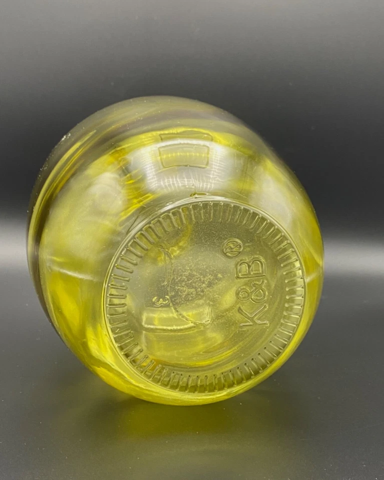 Botella pequeña de vidrio artístico amarillo con forma de Demi John 26,5 cm - Imagen 3 de 3