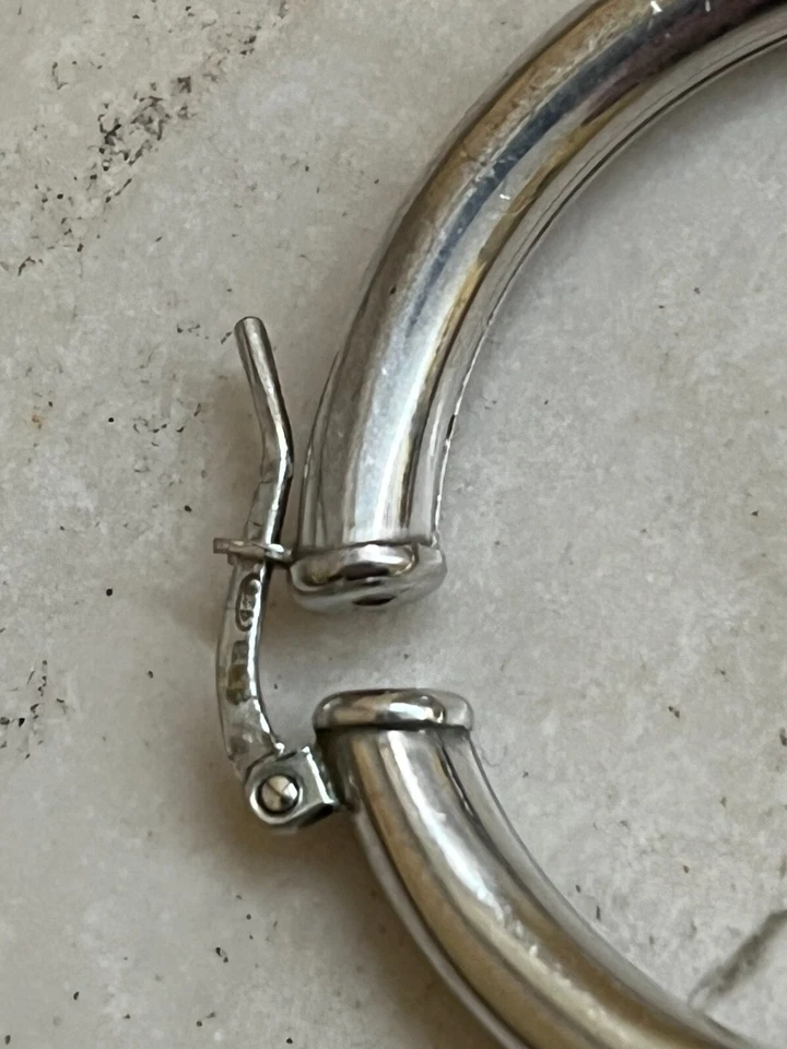 GROSSO ORECCHINO IN ARGENTO 925 TONDO SILVER  gr. 4,2 - Immagine 3 di 3