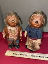 Rare Vintage STEIFF 1950s MECKI  MICKI German Made Hedgehog Pair Dolls 7  