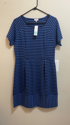 PIXLEY Stitch Fix Ashtyn Dress Cobalt Blue & Black Stripe Knit Dress Large NWT
