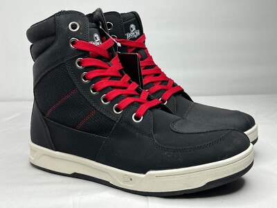 Iron Jias Mens Jia-XZ001 Black Lace Up Casual Ankle Motorcycle